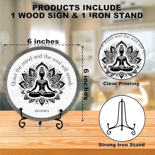 Spiritual Home Decor, Quiet The Mind And The Soul Will Speak Wood Sign, Yoga Room Meditation Room Decor For Table Shelf, Inspirational Gifts For Woman Man Family Friend -c15 - Image 2