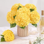 8 Pcs Real Touch Hydrangea Artificial Flowers, 21" Fake Flowers, Yellow - Image 3