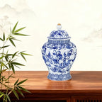 Small Chinoiserie Ginger Jar, 7.87 Inch Ceramic Blue and White Ginger Jar with Lid, Porcelain Ginger Jars Vase for Home, Living Room, Coffee Table, Shelf Decor (Blue&White) - Image 4