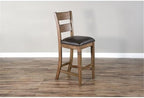 Pemberly Row Set of 3 Wood Bar Unit and 2 Ladderback Barstool in Natural Brown - Image 5