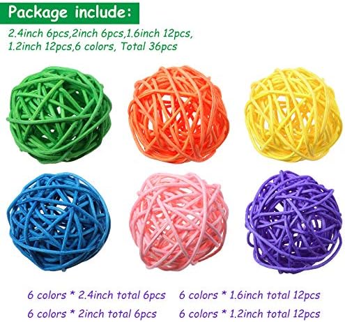 Patelai Wicker Ball Orbs,Multicolored,2.4'',2'',1.6'',1.2'' - Image 2