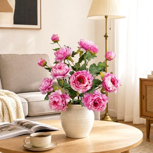 Silk Peonies Artificial Flowers, Purple Red, 4PCS, 31.5'' Long Stem - Image 4