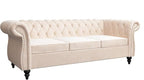Mid-Century 3 Seater Sofa, Velvet Couch - Image 9