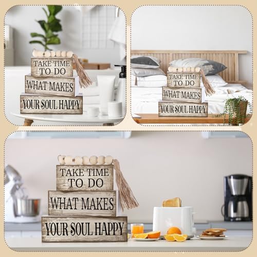Yuntau 4 Pcs Farmhouse Tabletop Decoration Inspirational Tiered Tray Decor - Image 5