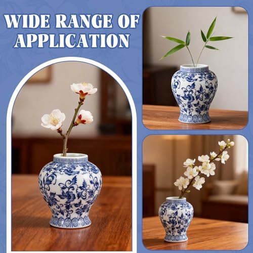 Small Chinoiserie Ginger Jar, 7.87 Inch Ceramic Blue and White Ginger Jar with Lid, Porcelain Ginger Jars Vase for Home, Living Room, Coffee Table, Shelf Decor (Blue&White) - Image 7