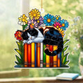 Cat Book Ornament – Stained Glass Style Acrylic Christmas Ornament, Book Lover Gifts for Women, Teacher & Librarian Holiday Decorations, Bookworm Fantasy Ornament for Reading Nook or Tree(Sun-16) by ALADAYQUINQUITMeetallneeds