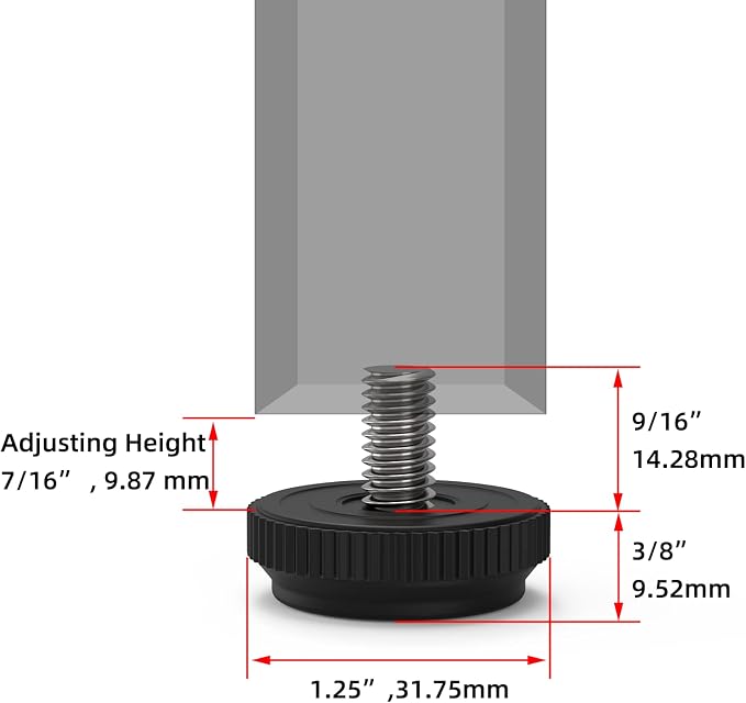 ONEHOME 24 Pack 5/16-18 Stainless Steel Adjustable Threaded Furniture Leg - Image 4