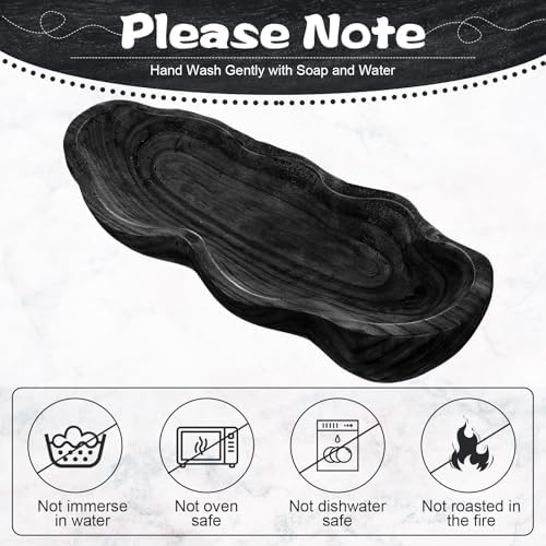 Nuogo 16 Inch Wooden Wavy Edge Dough Bowl Supplies, Black - Image 6