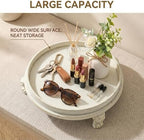 Vintage White Decorative Tray, 11.8 Inch Round Tray with Claw Feet - Image 6
