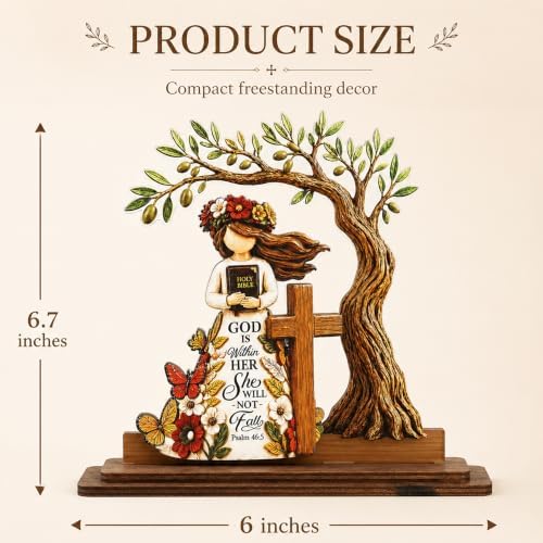 Religious Gifts for Women, God Is Within Her She Will Not Fall Decor Plaque - Image 2