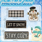 Yuntau 4 Pcs Winter Table Decorations Wooden Snowman Tiered Tray Decor - Image 4