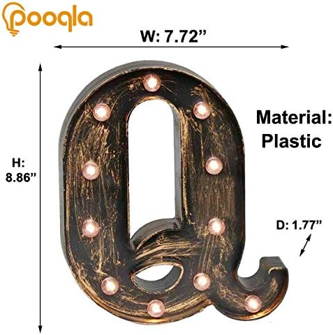 Pooqla Vintage Light Up Marquee Letters with Lights – Illuminated Industrial Style Lighted Alphabet Letter Signs - Coffee Bar Apartment Bedroom Wall Home Initials Decor A-Z - Image 4
