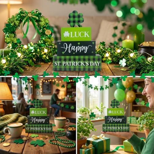 4Pcs Fall Decorations, Wooden Table Decor for Thanksgiving (St. Patrick's Day) - Image 6