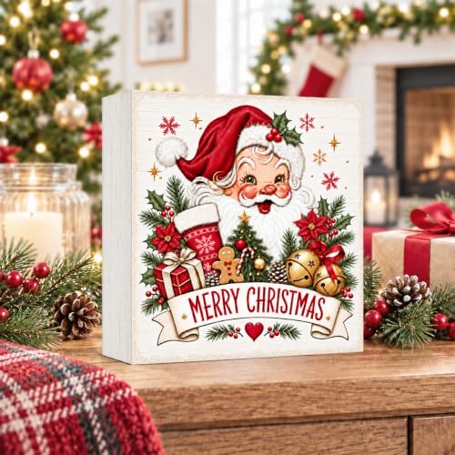 Christmas Decorations, Vintage Merry Christmas Wood Box Sign - Image 3