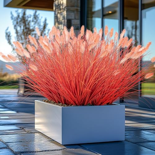 Ttranewsoo Fake Grass12 Pcs 16.5 Inch Faux Fall Grasses for Outdoor Planters, Orange Artificial Foxtail Grass with Fluffy Plumes, Autumn Ornamental Grass for Porch Pots, Patio and Harvest Decor by Ttranewsoo