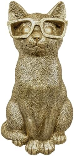 GUSFREUD Vintage Gold Animal Heads Sculptures Wall Art - Resin Faux Cat for Home Wall Decor, Cat Wall Hanging Decoration for Living Room, Bedroom & Kitchen, Unique Gift Idea - Image 2