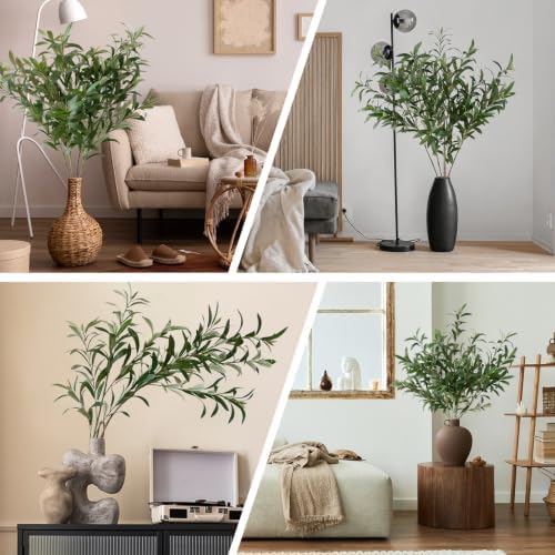 Leftover 5 Pcs 33.4'' Faux Olive Branches for Vase Realistic,Tall Faux Greenery for Vase,Fake Plants,Eucalyptus Stems,Faux Stems for Centerpieces Decoration,Home Decor,Table Decor(No Olive Fruit) - Image 7
