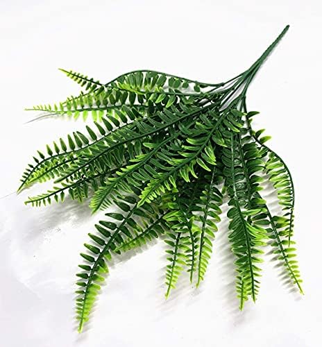 Artificial Boston Ferns Plants, Plastic Persian Grass Faux Shrubs Fake Leaves Simulation Greenery Bushes Home Outdoor Indoor Garden Wedding Decoration Office Yard Verandah Planter Filler – 4 Pack - Image 4
