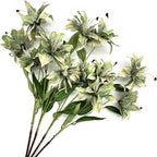 Artificial Silk Flowers Fake Lily Flower Long Stems Stargazer Lilies 4 Pack, Faux Tiger Bouquets with Full Bloom Floral Real Touch Plants for Home Kitchen Decor Wedding Party Hotel Decoration - Green by LOVENIMEN