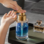 Enra Thick Glass Soap Dispenser, Gold Liquid Hand Bathroom Soap Dispenser - Image 6