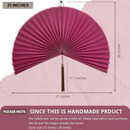 Bamboo Fan Wall Decor, Japanese Wall Fan Decoration, Pink 31 in - Image 3