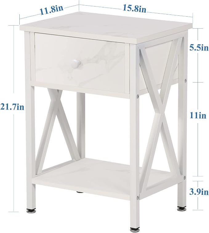 VECELO Nightstands Set of 2, Modern Bedside End Tables, Night Stands - Image 3