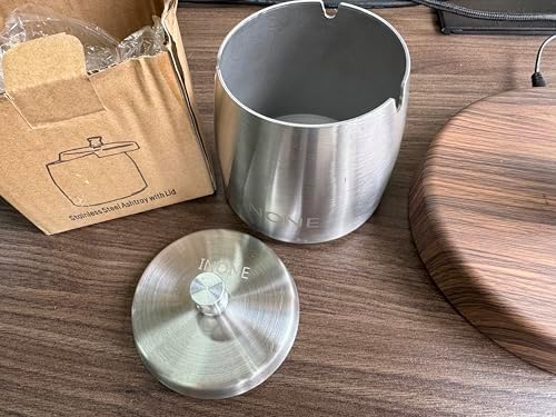 INONE Extra Large Ashtray with Lid for Cigarette, Stainless Steel Smokeless Odorless Windproof Ash tray for Home Office Tabletop Outside Patio Outdoor Balcony(4.72''x3.93''x4.33'') - Image 7