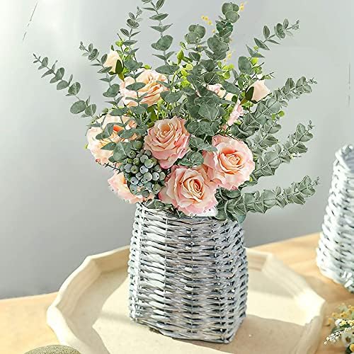 ABAJI 24 PCS Eucalyptus Stems Plastic Vivid Leaf Decorations Artificial Leaves Fake Faux Greenery Plant for Home Office House Table Desk Decor Wedding or Party Vase Forever Live - Image 6