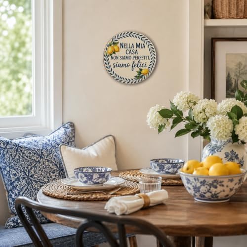Non Siamo Perfetti Siamo Felici Italian Metal Sign 8x8in Round Family Plaque for Living Room Wall Decor Meaningful Gift - Image 5