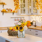 Leftover Fake Flowers in Vase, Artificial Sunflower Bouquets with Flower Arrangement Holder, Table Centerpieces for Dining Room, Faux Silk Sunflowers, Carnations and Tulips Arrangement - Image 7