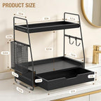 2-Tier Bathroom Counter Organizer with Drawer, Wood Counter Storage Shelf - Image 2
