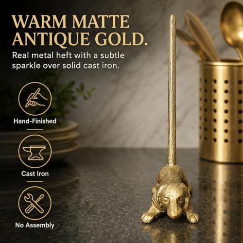 WallCharmers Gold Dog Paper Towel Holder & Metal Toilet Paper Holder Stand - Image 5