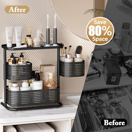 KINGRACK Metal Bathroom Counter Organizer，Rotating Countertop Storage Shelf - Image 6
