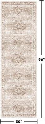 Beige Washable 2'6"x8' Wide Hallway Runners, Kitchen Runner Rug, Non-Slip & - Image 2