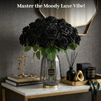 JOHOUSE 30PCS Black Faux Roses, Gothic Artificial Flowers Decor - Image 2