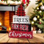 Marsui 4 Pcs Christmas Table Decor Wooden Christmas Trees Signs Block - Image 5