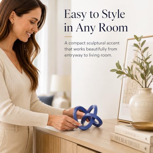 Navy Blue Knot Decor for Coffee Table Book,Chain Link Decor for Bookshelf Entry Table TV Stand,Knot Sculpture for Home Living Room,Accent Decoracions para sala,adornos para sala Modernos - Image 7
