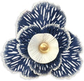 Metal Flower Wall Art Decor, 10" Blue White Layered Floral Sculpture by Picfarce