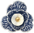 Metal Flower Wall Art Decor, 10" Blue White Layered Floral Sculpture by Picfarce