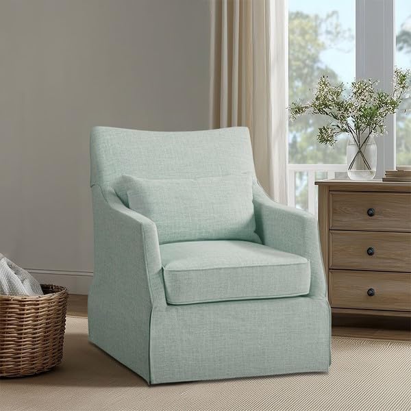 Martha Stewart 360° Mint Swivel Chair, Modern Classic Skirted Armchair - Image 4