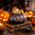 Purple Blown Glass Pumpkin Art Glass Fall Decor Pumpkin Thanksgiving Table - Image 6