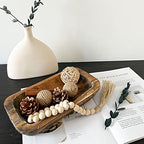 Wooden Dough Bowls Decorative，Rustic Bread Long Bowls Decor Wood Tray, Hand Carved For Table Centerpiece Decor, Home Decor (10 * 6 * 2 inch Brown) by BEDAZE