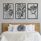 CHENGU 3 Pieces Metal Minimalist Abstract Woman Wall Art Line Drawing Wall Art Decor Single Line Female Home Hanging for Kitchen Bathroom Living Room - Image 2