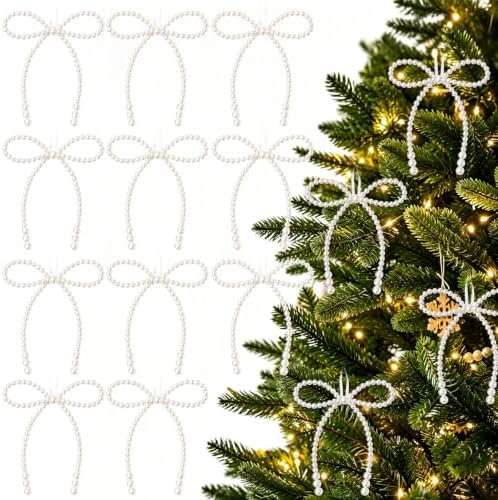DIYDEC 18PCS Large Christmas Pearl Bow Ornament 7in Tree Hanging Decor by DIYDEC