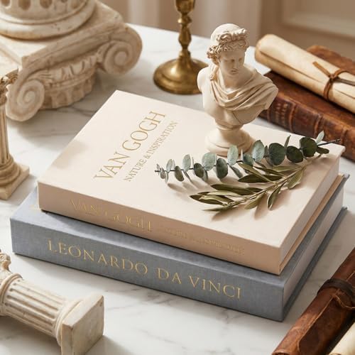 Aesthetic Decorative Books - Set of 2 Linen Boxes with Gold Lettering, Enhance Your Coffee Table, Bookshelf or Mantle Decor - Fake/Faux Books for Home Decoration, Photo & Keepsake Storage - Image 5