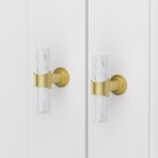 Rergy Cabinet Handles Marble Drawer Pulls and Knobs, T-Bar Hardware - Image 3
