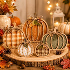 Fall Decorations for Home, Wooden Buffalo Plaid Pumpkin Fall Decor - Image 7