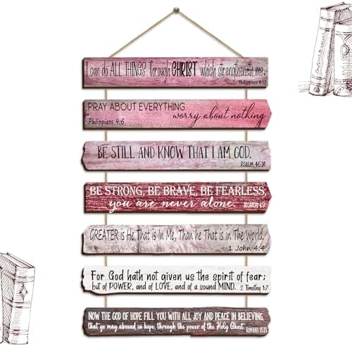 Yookeer 7 Tier Christian Wall Art Bible Verses Pink English Style by Yookeer