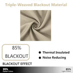 Beige Thermal Blackout Curtains/42 x 63 Inch/Set of 2 Panels Room Darkening - Image 3