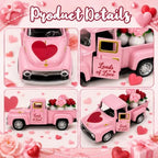 Valentine's Day Pink Truck Decor with 4 Mini Rose Flower Pots, Vintage Metal Pickup Tabletop Decoration, Romantic Farmhouse Centerpiece Gift for Women, Wife, Mom, Girlfriend, Anniversary Wedding - Image 6
